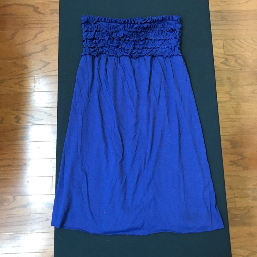 Blue ruffle beach coverup dress.